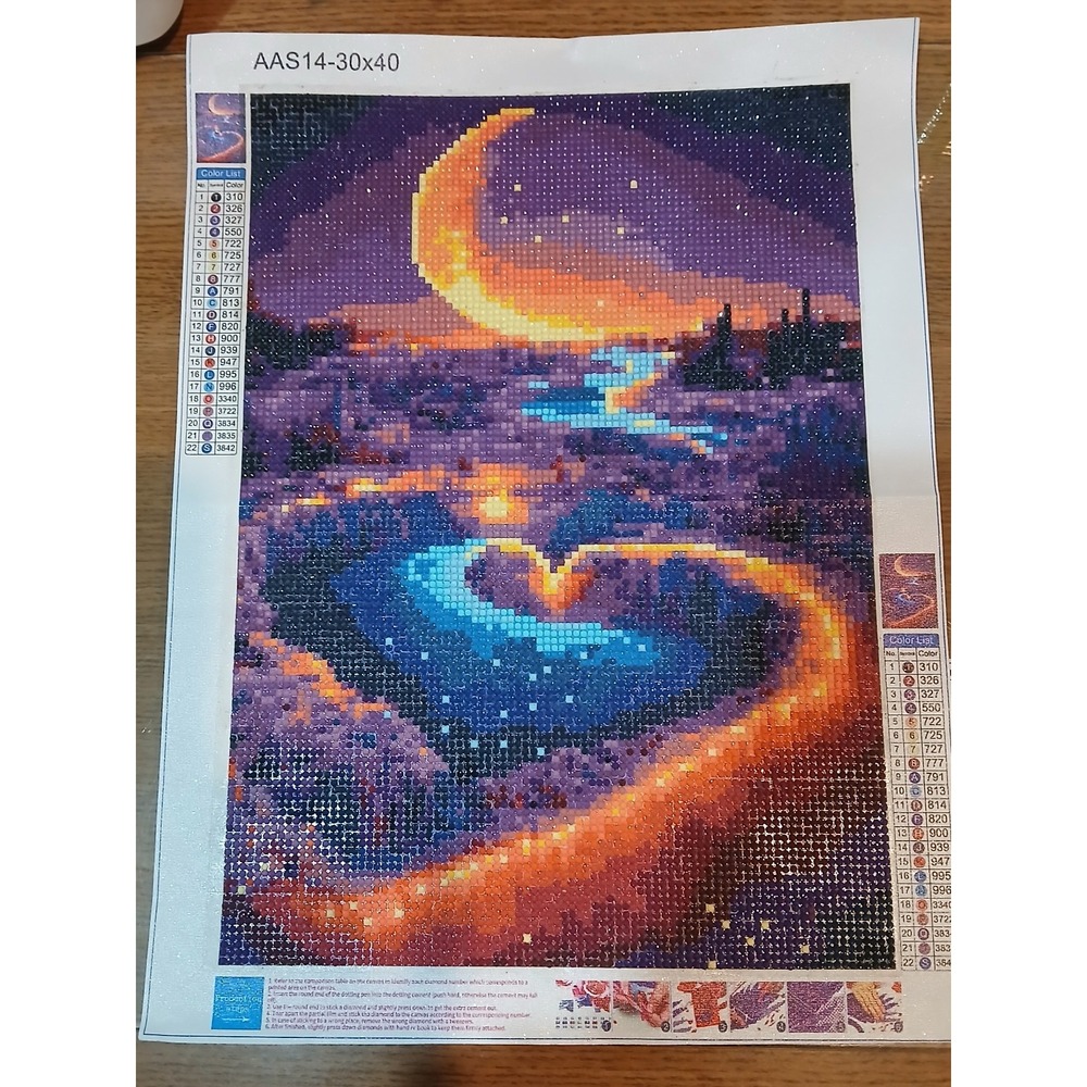 Finished 5D Diamond Art Painting Wall, Purple Sea-sunset Sealed With Clear‎ Glue - Picture 2 of 2